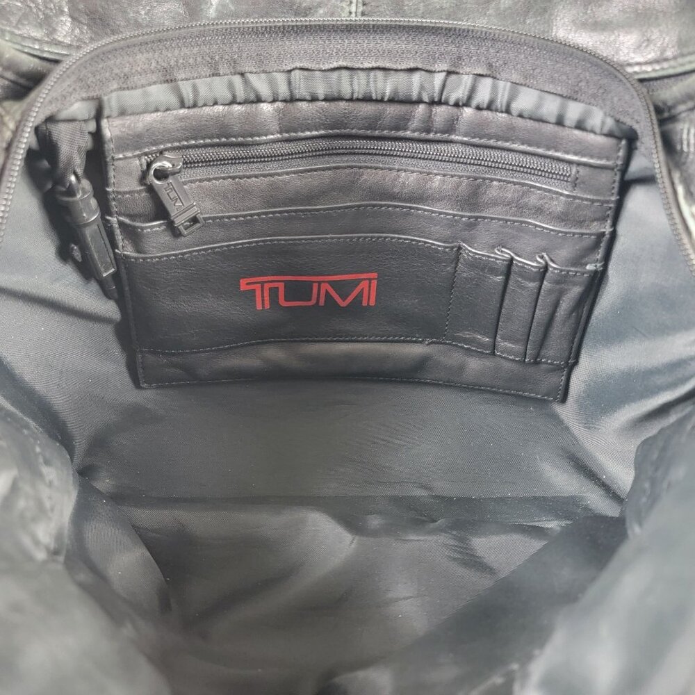 Tumi Alpha Black Leather Expandable Organizer Briefcase Bag - Picture 5 of 9